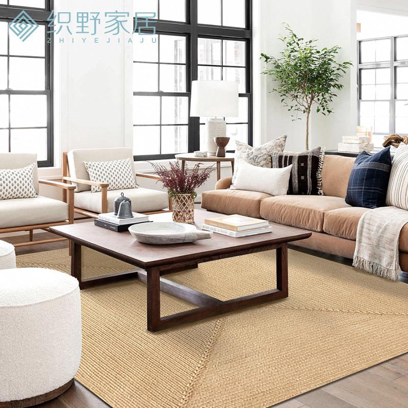 毯黄麻方编织地毯客厅茶几亚麻形圆形地垫房HM-01北欧书卧室床边