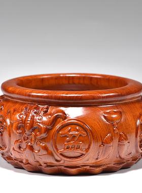 花梨YZBJ-054木雕聚宝盆摆礼件铺客厅酒装饰办柜公室店财位聚宝盆