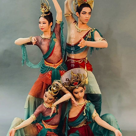 敦煌飞天演出服远古的呼唤反弹琵琶少儿中国风异域丝路古典舞蹈服