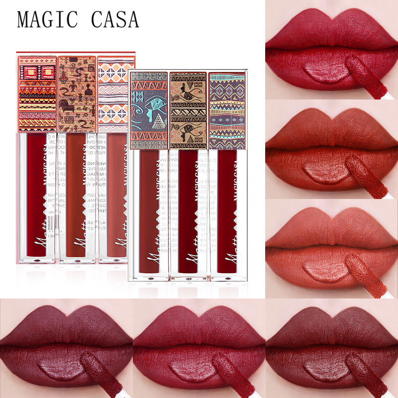 美妆MAGIC CASA方管哑光唇彩3D打印易上色口红不易脱色唇釉跨境款