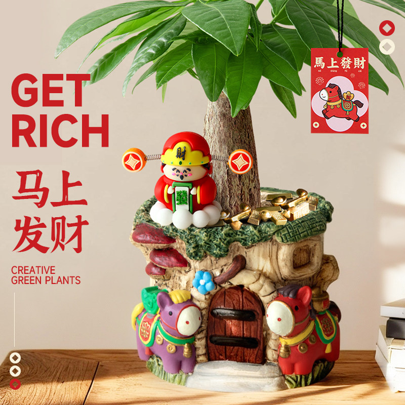 发财树小盆栽马上发财办公室工位桌面植物室内懒人绿植盆景送礼物