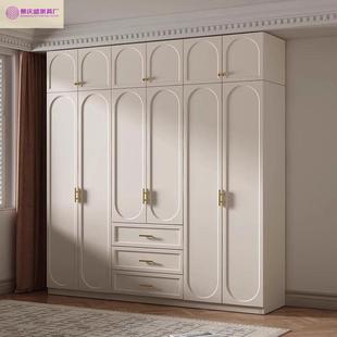 美式 奶油风实木柜子衣柜家用卧室大小户型现代简约柜子成品大衣橱