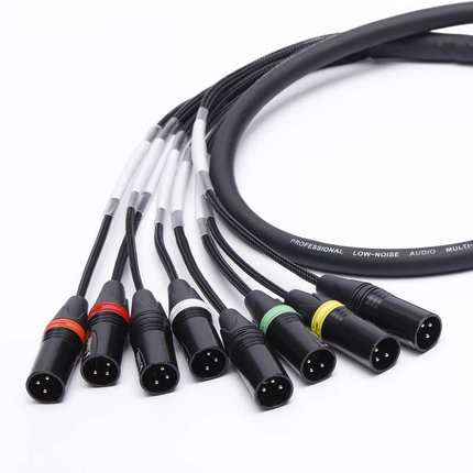 DB25转8个卡侬公 Protools HD连接线8个1/0输出口辫子扇尾音频线