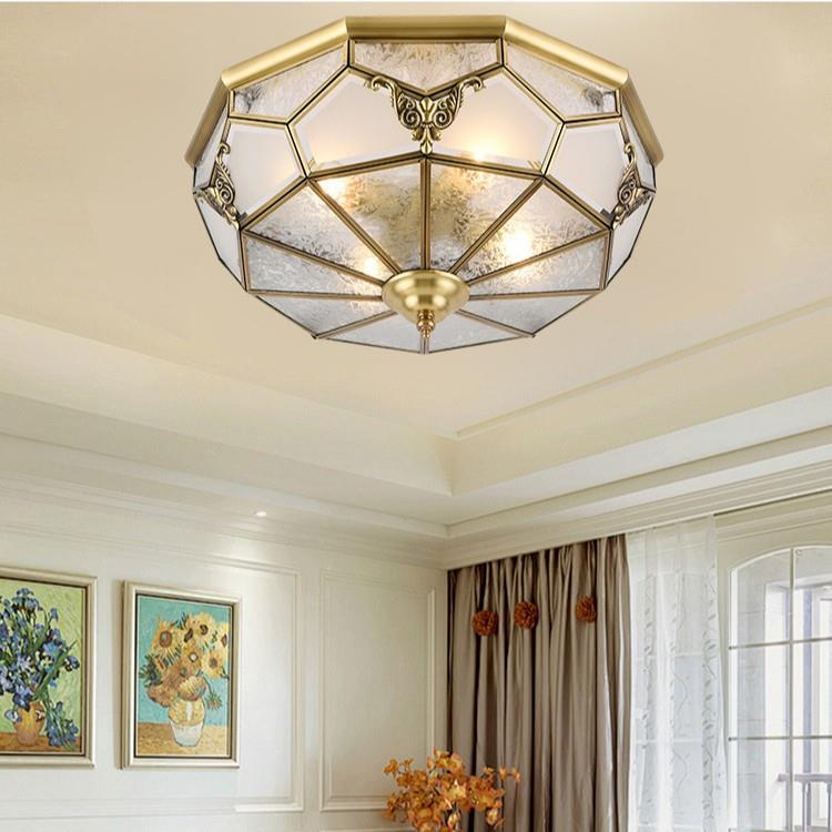 欧式吸顶灯全铜美式卧室灯客厅灯简约温馨浪漫房间门厅阳台过道灯