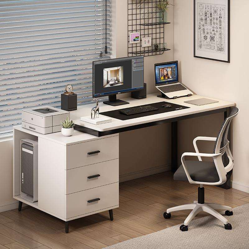 职员办公桌带柜工位组合简约可伸缩电脑桌带主机位台式桌卧室家用