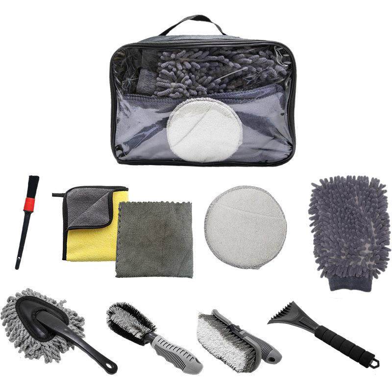 汽车洗车清洁用品9件套装 抛光打蜡擦车海绵擦洗车毛巾抹布轮毂刷