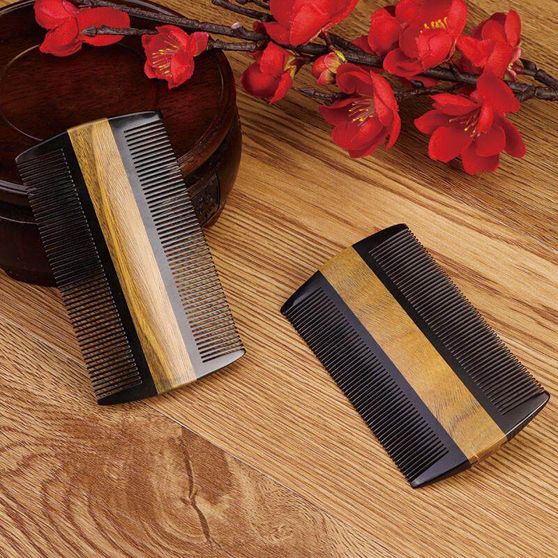 牛角绿檀木梳篦子除头虱子密齿去头屑儿童女士长发刮头皮按摩老式