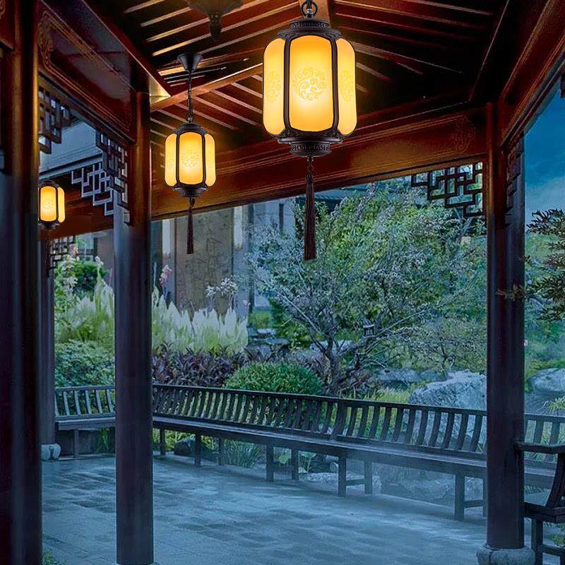 新中式庭院吊灯户外公园亭子仿古禅意灯笼灯中国风别墅大门头吊灯