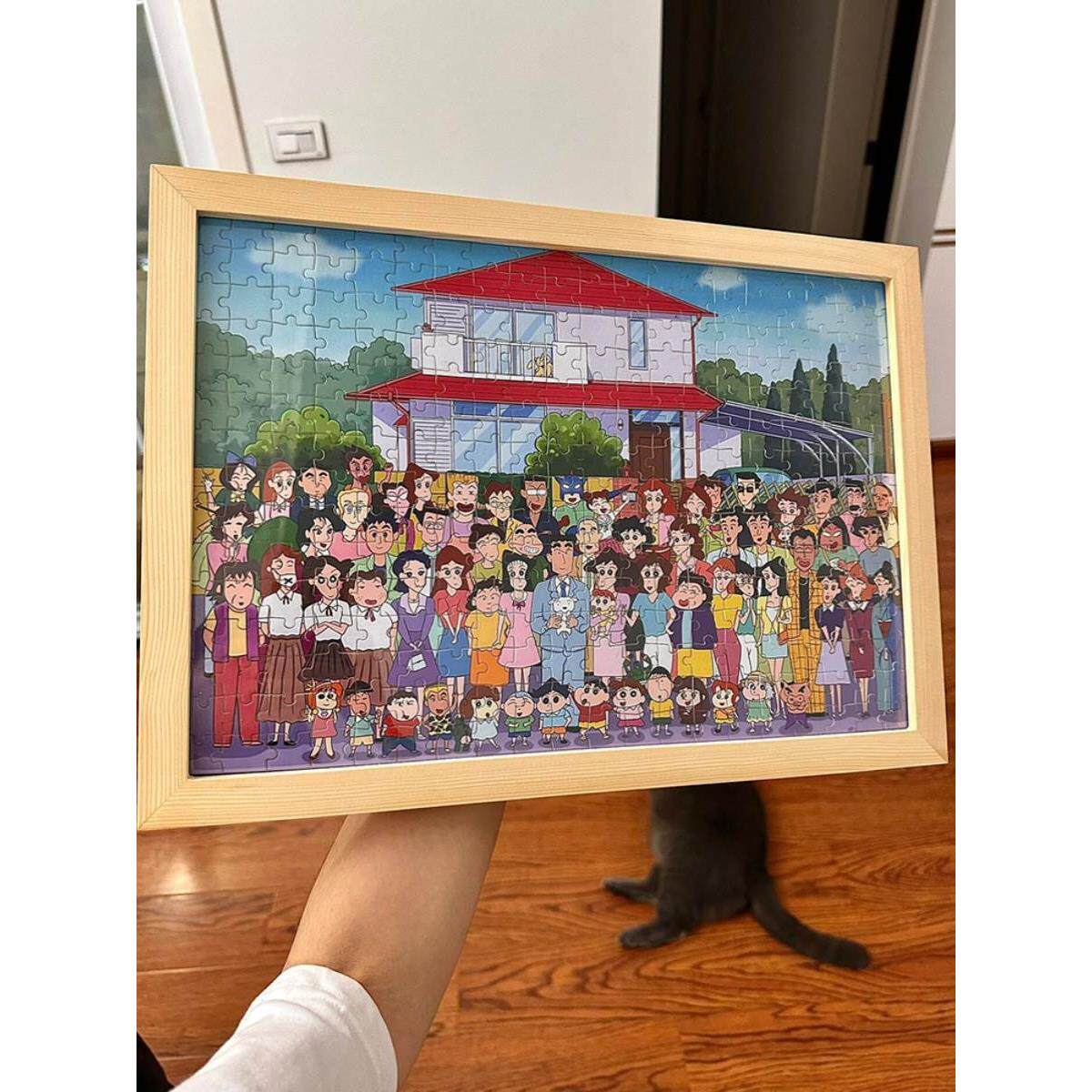 蜡笔小新全家福拼图片片带框裱框儿童成人版解压益智玩具tpz