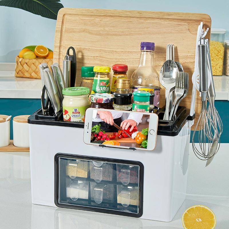 厨房调料置物架防尘多功能调味品大全收纳台面调料盒组合套装刀架