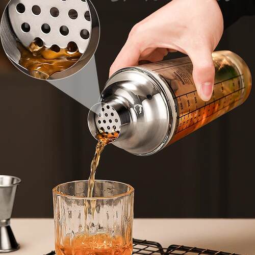 不锈钢调酒器玻璃雪克杯手摇壶鸡尾酒吧调酒工具套装shake摇杯