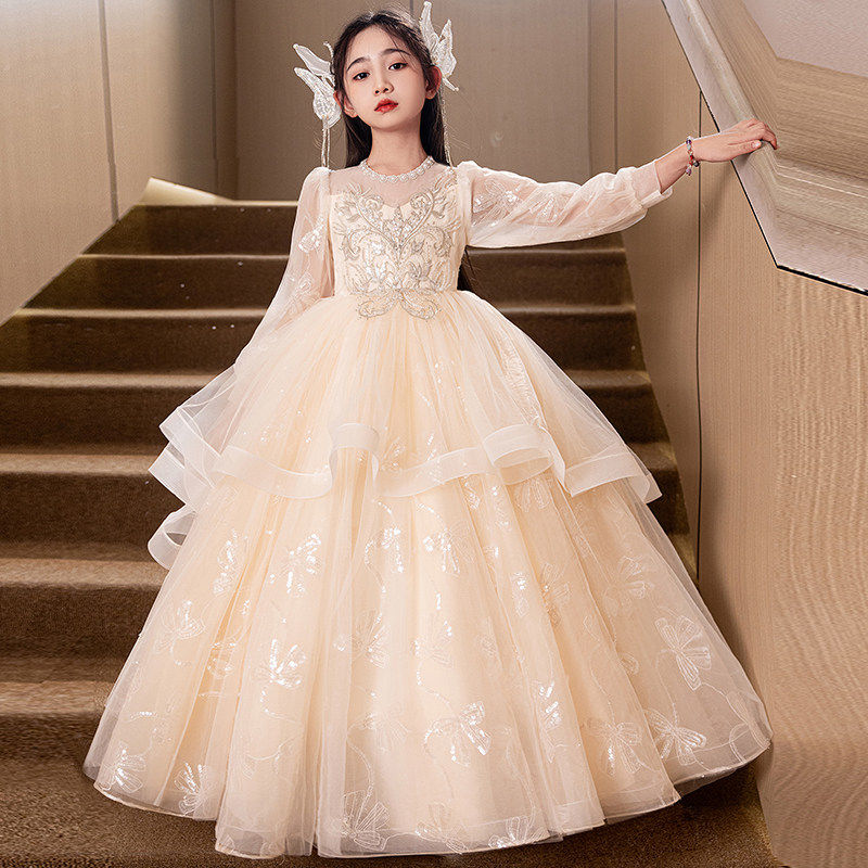女童主持人生日公主裙儿童高端轻奢小众绝美钢琴演奏花童演出礼服
