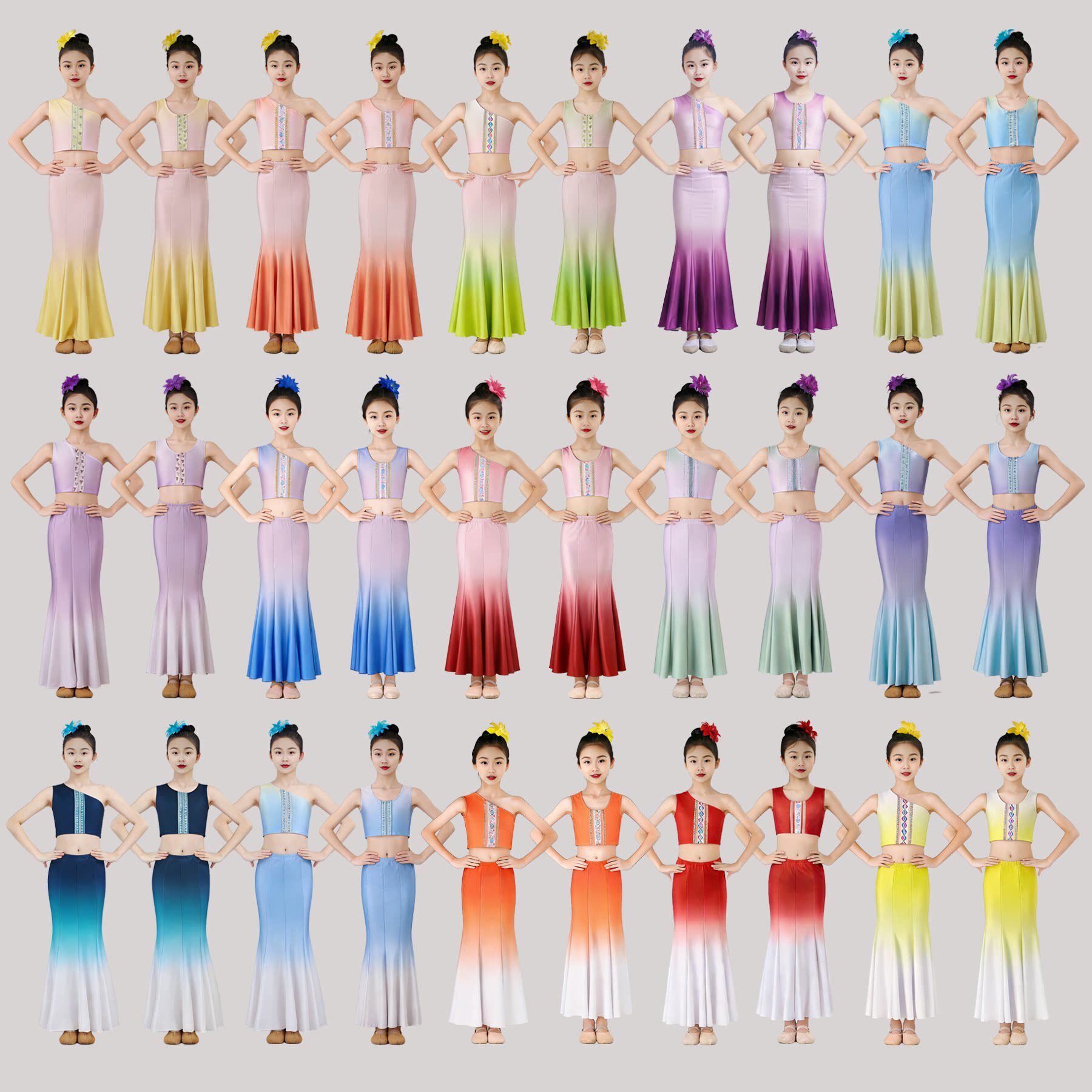 儿童傣族舞蹈服女童演出