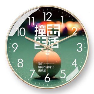 飾太陽機芯設計感可定制 桌球室掛鐘臺球廳鐘表藝術臺球館石英鐘裝