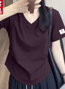 凡客诚品官方舰旗店夏季正肩v领短袖t恤女士洋气褶皱收腰宽松显瘦
