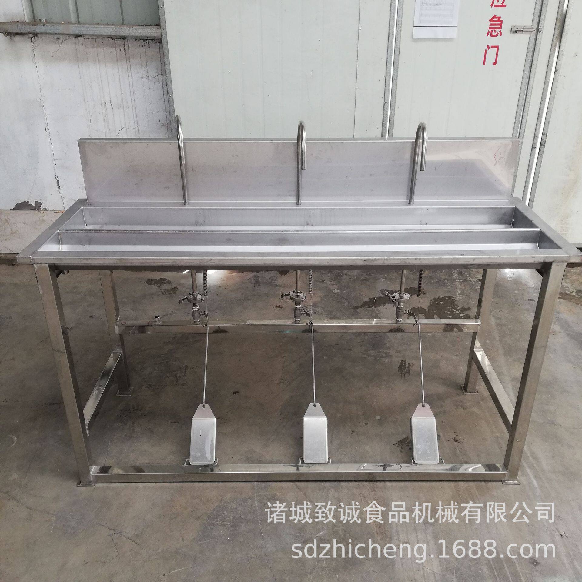脚踏式洗手消毒池 304不锈钢双槽洗手池 多头洗手消毒水槽