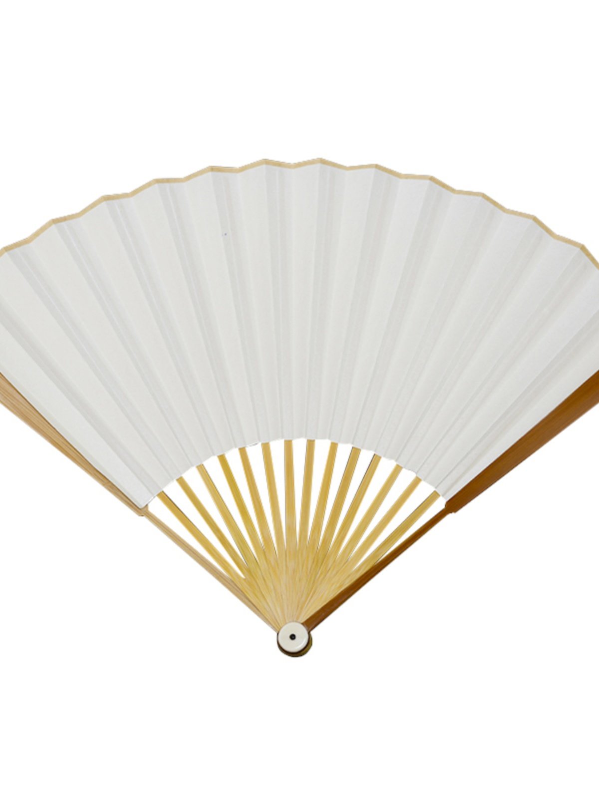 新品95寸16方老料水磨玉竹腰鼓头折扇镶嵌中国风文玩扇仿古手工扇