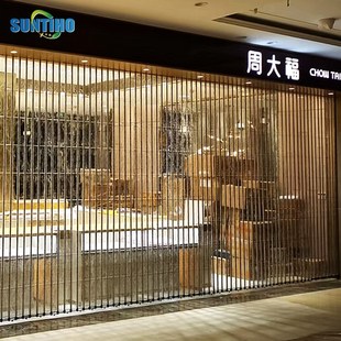 室内商场大门水晶透明卷帘门遥控带电机电动侧拉门室外庭院门静音