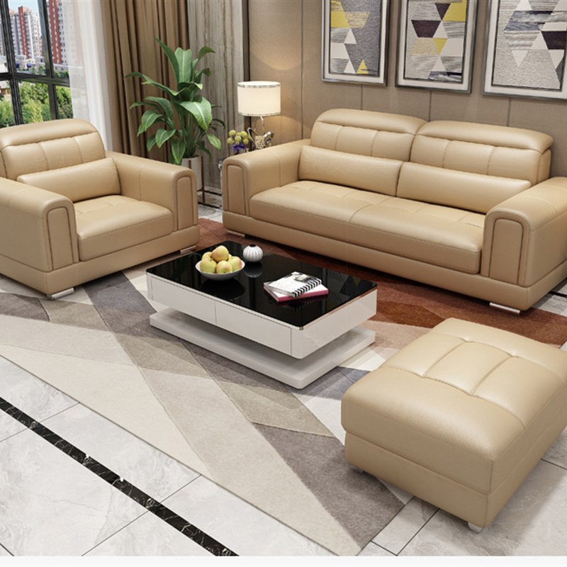 现代简约客厅大小户型仿真皮多人位贵妃椅别墅区休息区贵妃沙发