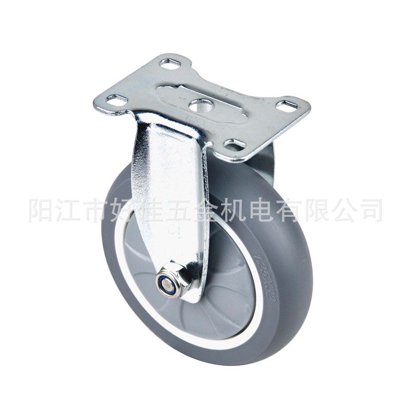 源头工厂直供125X32mm中型静音环保耐磨人造橡胶TPR定向脚轮