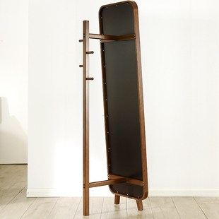实木穿衣镜家用简约现代落地试衣镜带衣帽架卧室镜子全身镜