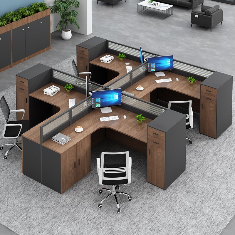 办公桌带休息床折叠午休床员工桌椅组合办公室家具屏风职员桌卡座