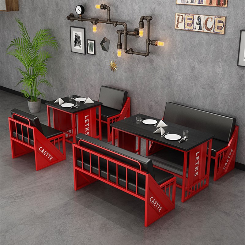 工业风酒吧桌椅铁艺餐厅烧烤店卡座清吧火锅店沙发咖啡厅餐桌商用