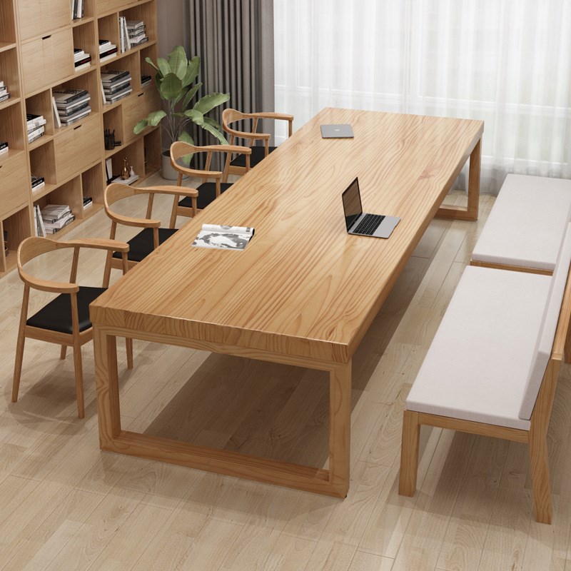 现代简约实木办公桌 商用多人台式电脑桌 书房长条家用书桌学习桌