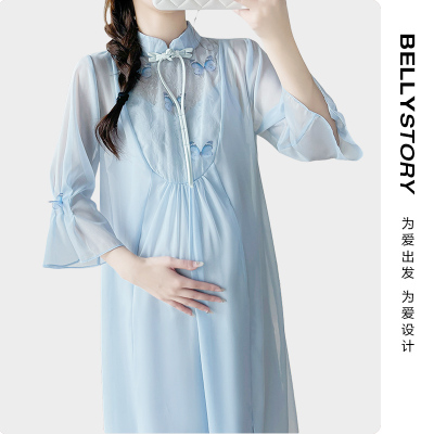 孕妇装新款新中式改良国风连衣裙