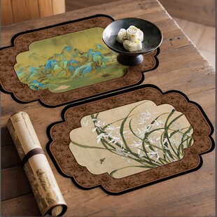 新中式中古风家用茶台沥水垫30*40cm两片装吸水垫碗垫