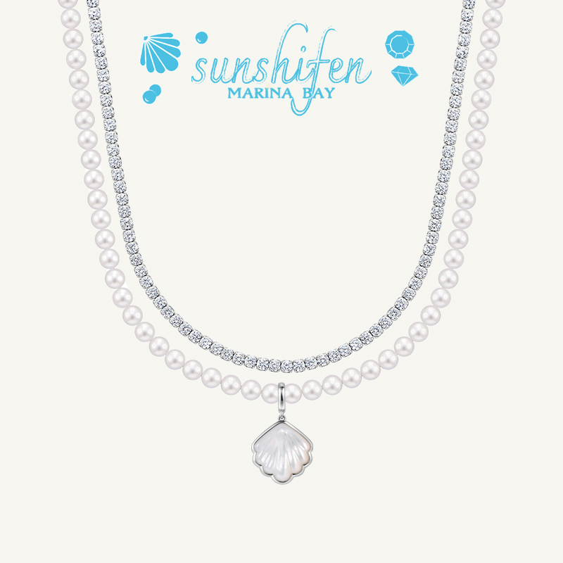 sunshifen白贝母叠链项链饰品