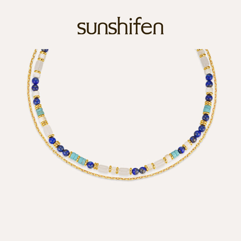 【明星同款】sunshifen Resort天然石贝珠叠戴百搭串珠项链送女友