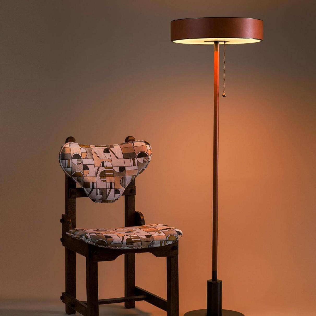 艺术家复古法式皮革卧室书房立式实木落地灯设计师客厅灯