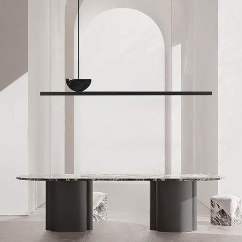 电商供货全铜吧台极简长条灯餐厅大理石现代全铜办公室几何吊灯