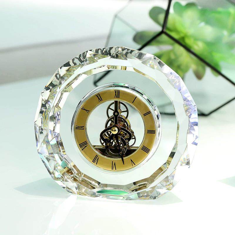 K9水晶钟表座钟 客厅现代简约欧式创意时尚 办公室装饰摆件