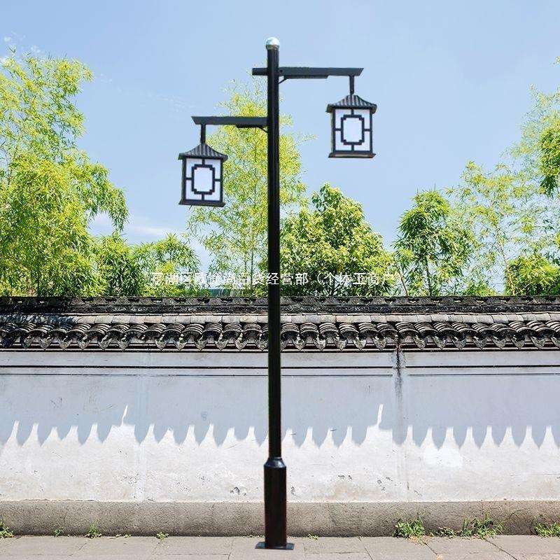 led太阳能灯中式仿古景观庭院灯3米户外防水花园别墅景区双头路灯