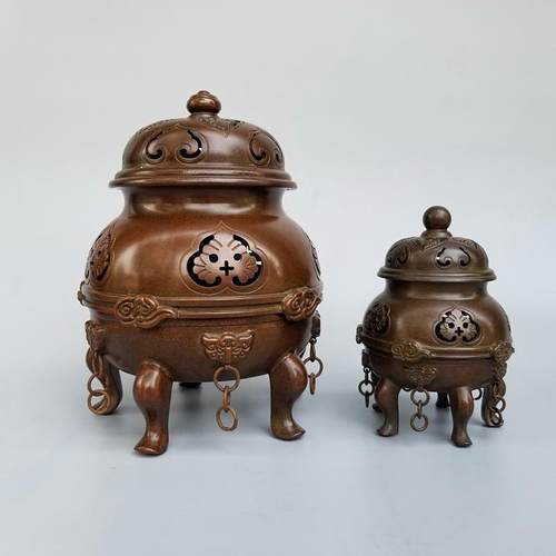 金鼎铜炉铜仿古五足帝王炉檀香盘香茶道香熏炉宣德炉工艺品