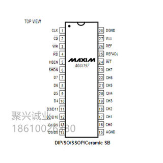 全新原装 MAX197AMNI+ MAX197AMNI 丝印：MAX197AMNI 封装：DIP28