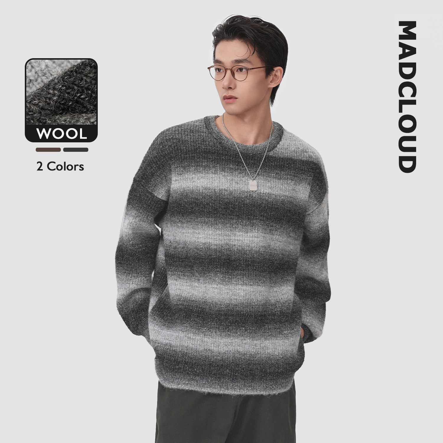 MAD官方 | 迈克罗德 美式条纹线衣秋冬美拉德针织衫圆领毛衣男,男装,针织衫/毛衣,淘宝优惠券,粉丝福利购,淘宝优惠卷