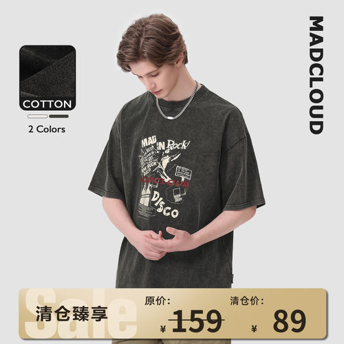 Madcloud水洗做旧夏季短袖T恤