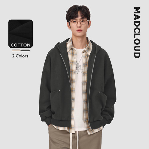 Madcloud廓形解构连帽开衫卫衣男