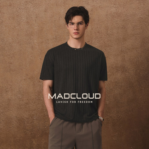 Madcloud薄款垂感修身短袖T恤男