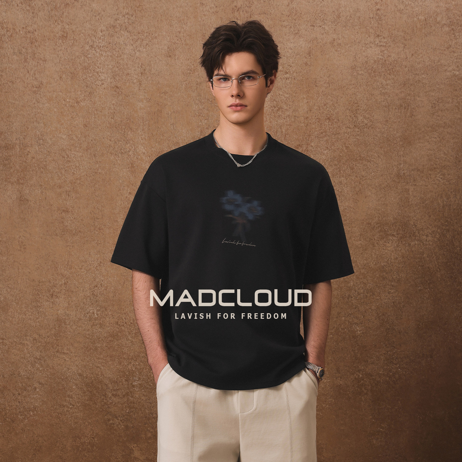 MAD官方 | 迈克罗德 重磅匹马棉夏季半袖短袖T恤男油墨花卉高级感