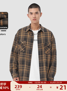 MAD官方 | 迈克罗德 美式复古春秋上衣外套衬衣休闲格子衬衫男