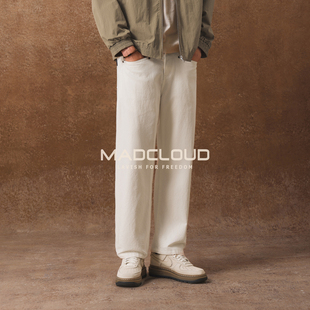 MAD官方 | 重磅原胚轻熟老钱风休闲裤白色牛仔裤男美版白牛经典款