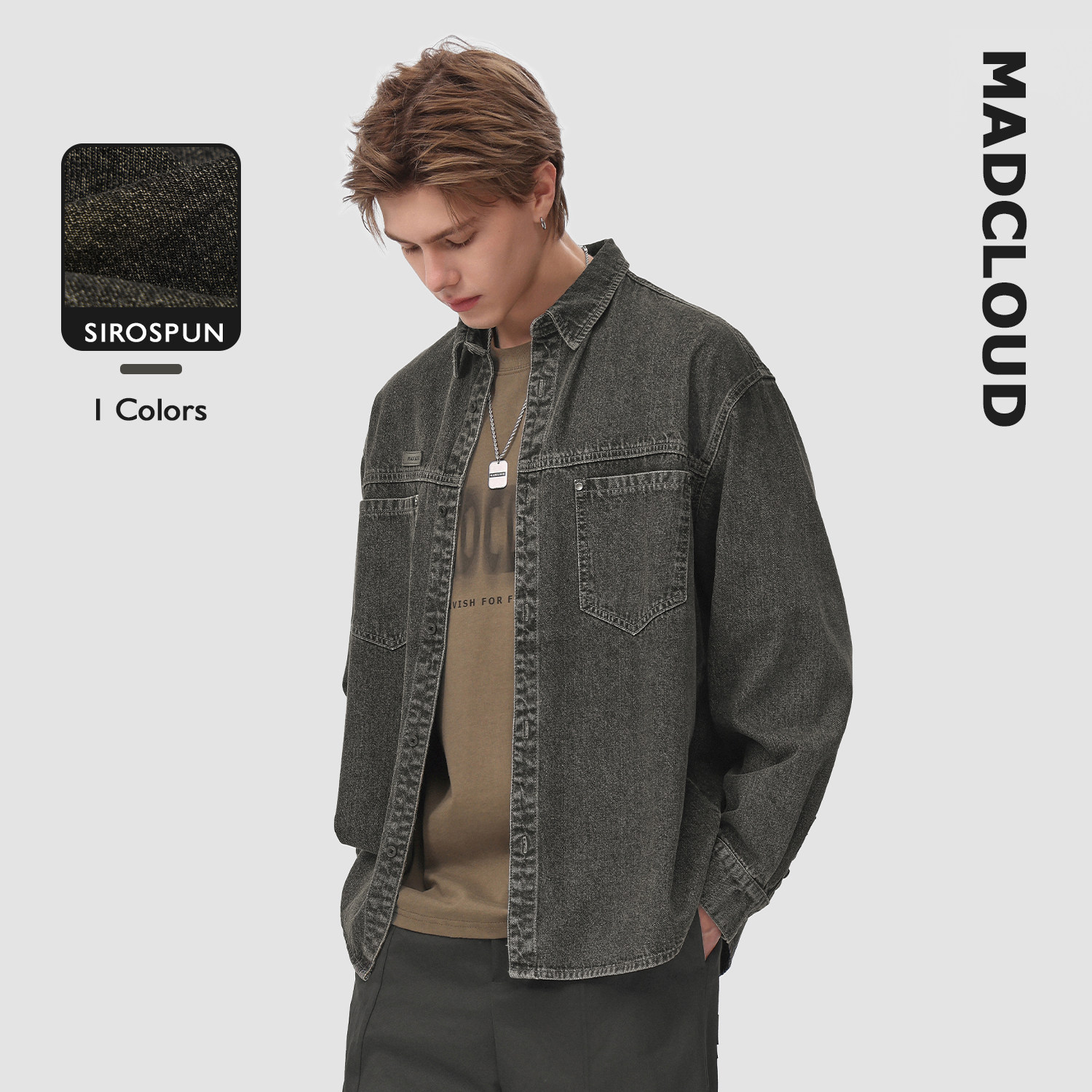 MAD官方 | 迈克罗德 重工做旧春秋美式休闲衬衣外套牛仔衬衫男