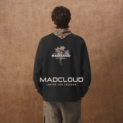 MAD美式重磅磨毛花卉长袖T恤