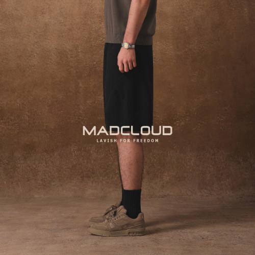 Madcloud薄款美式五分裤短裤男