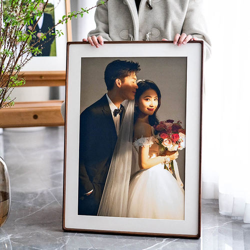 婚纱照相框挂墙黑胡桃高级感画框