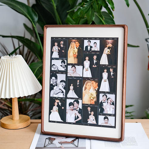 照片相框加打印黑胡桃高级感定制